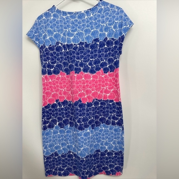 Talbots 100% Cotton Seashell Print Shift Dress Size M Button Detail - Picture 5 of 5